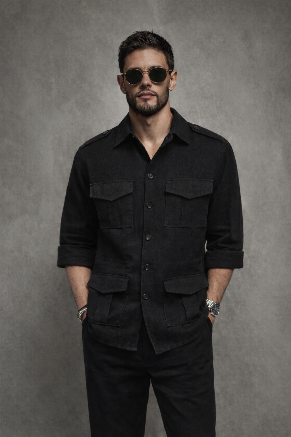 Linen Shacket - Black