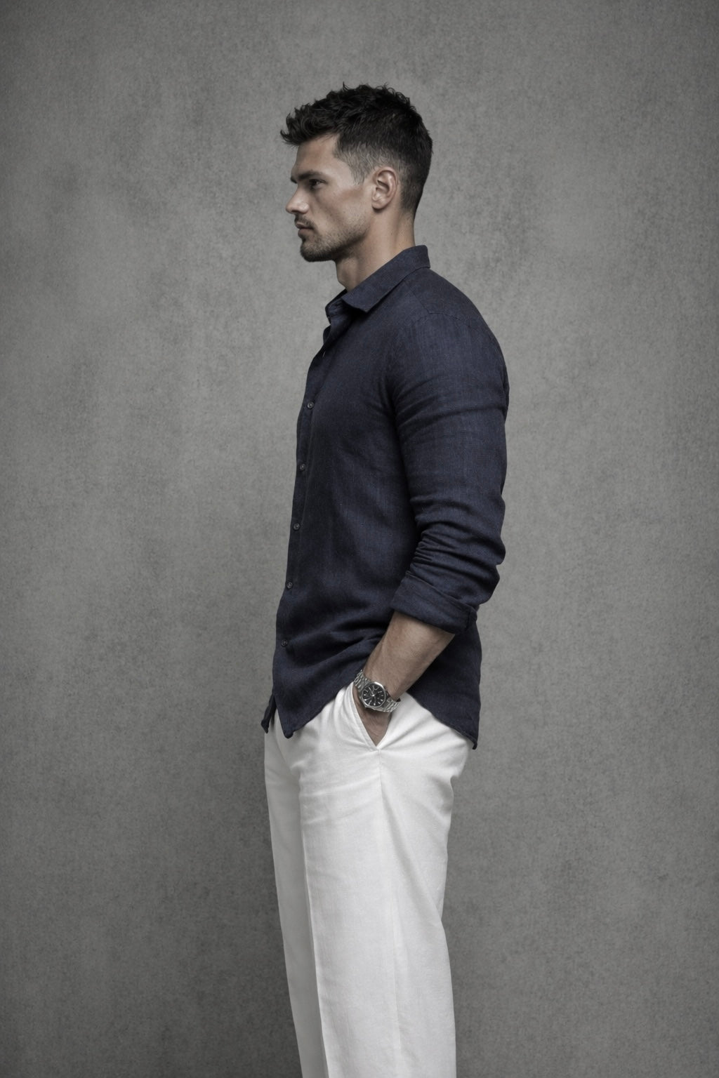 Navy Linen Shirt