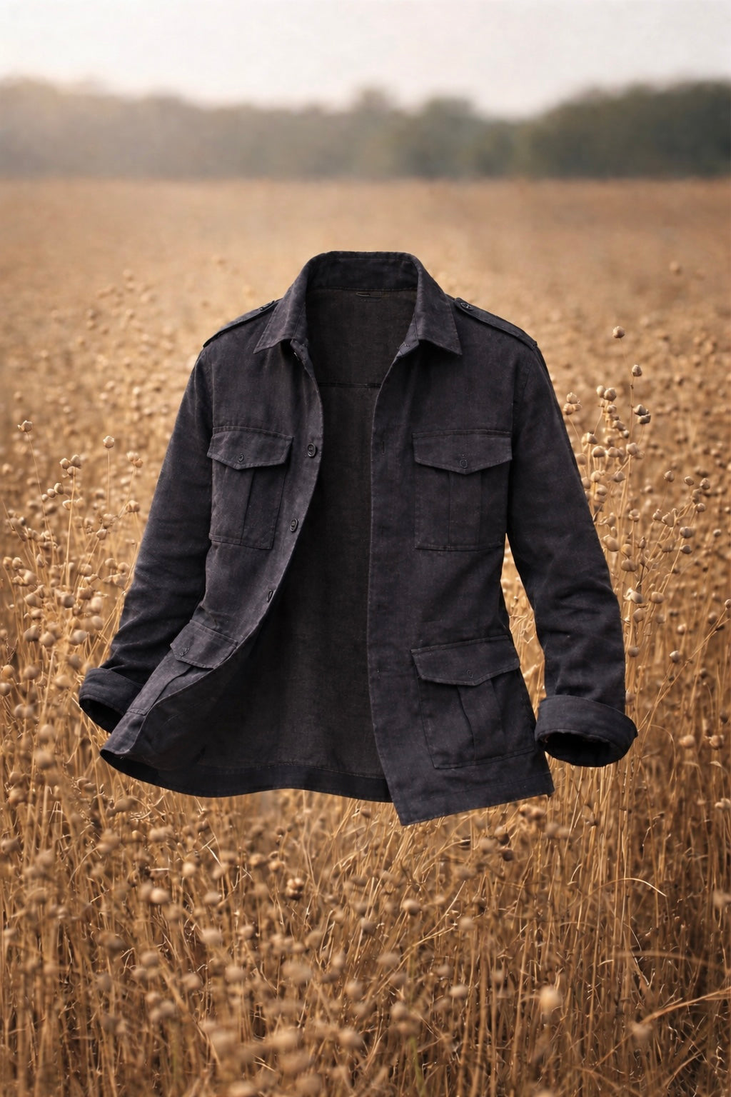 Linen Shacket - Navy Blue
