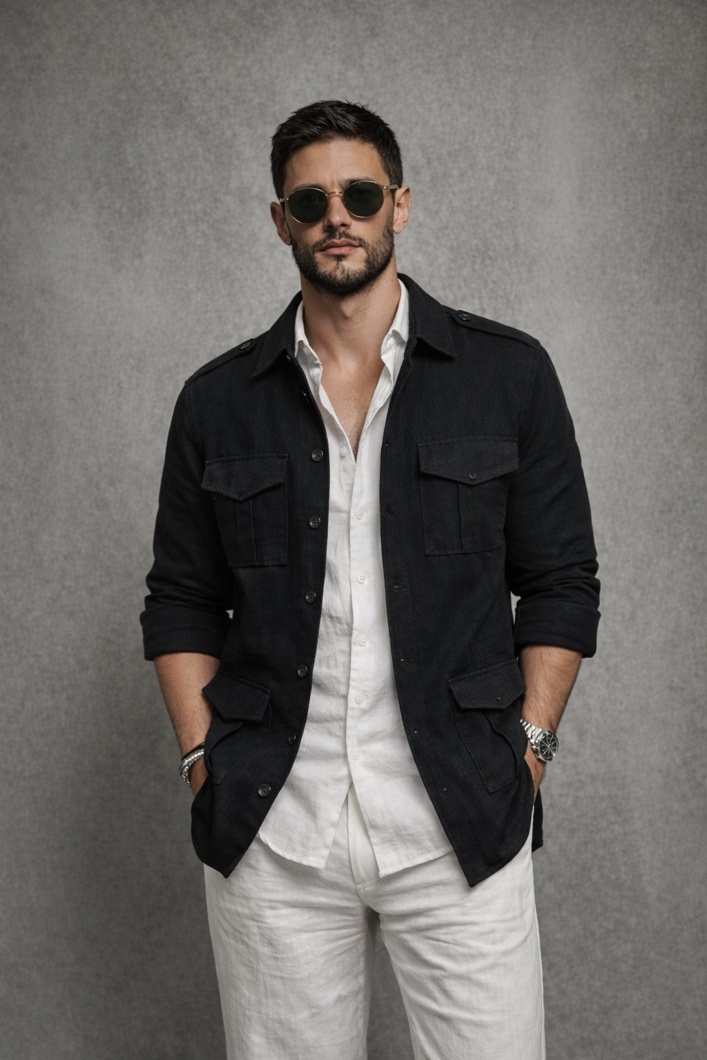 Linen Shacket - Black