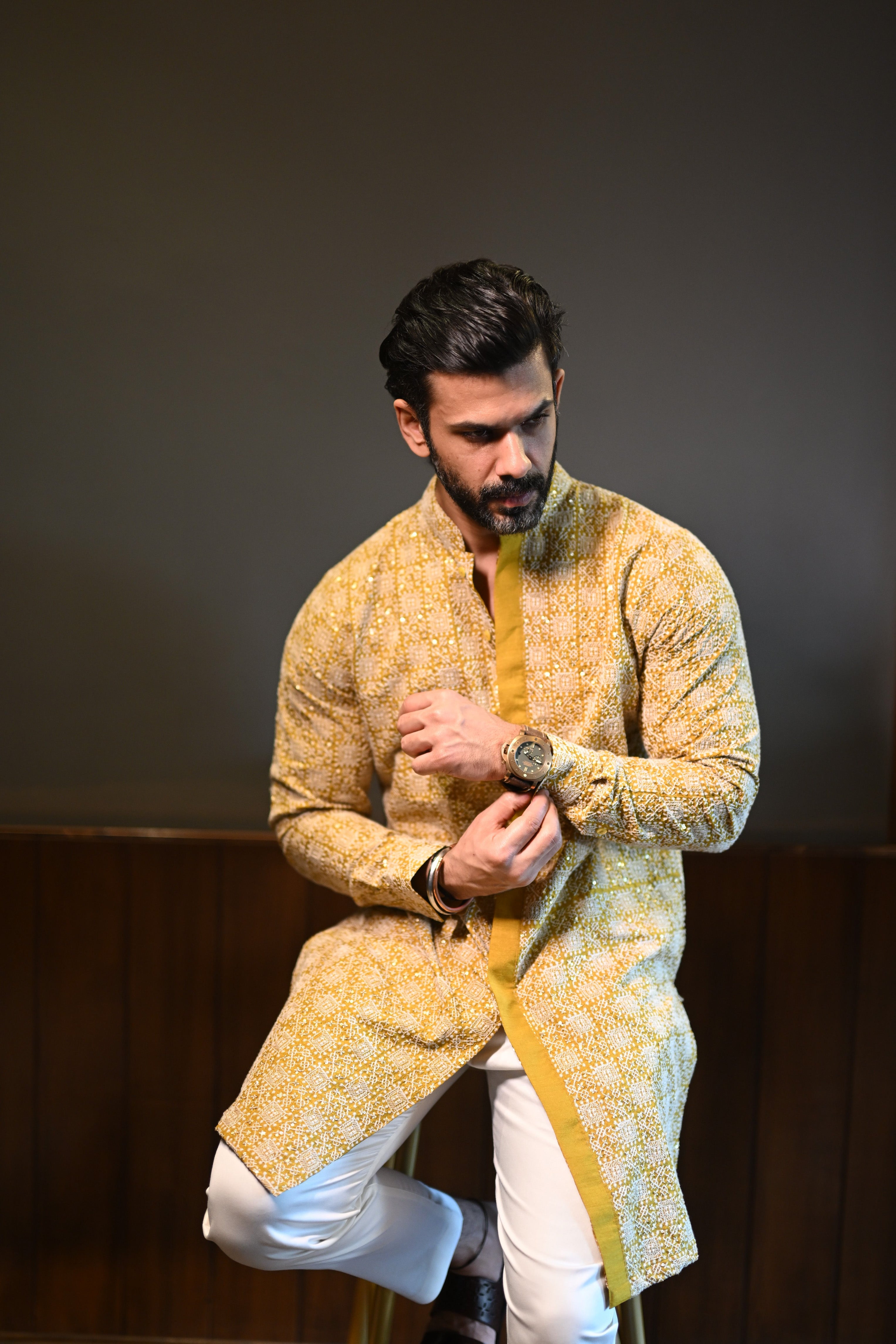 Canary Self Shirt Kurta Set