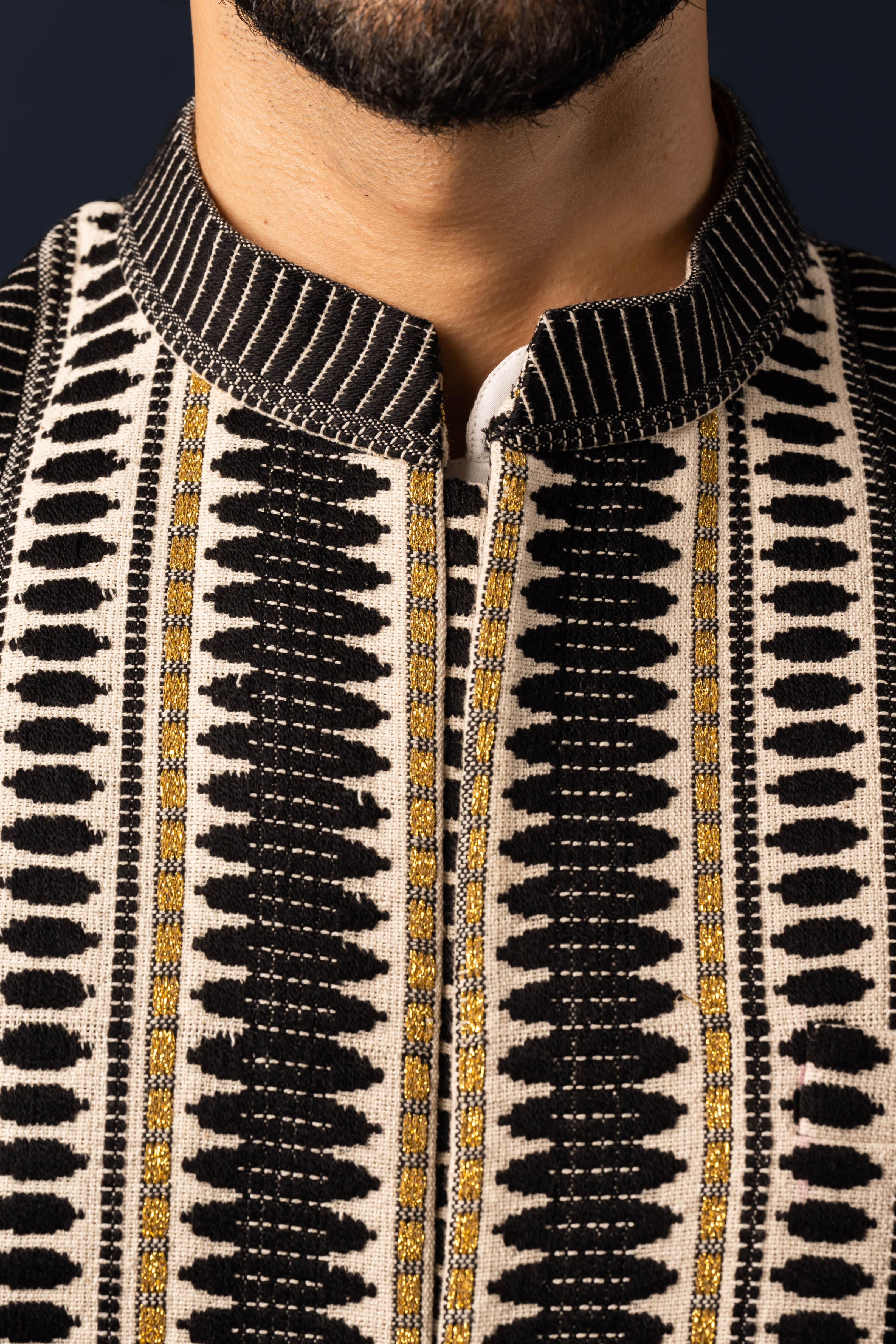 Jaquard Handloom Concealed Nehru Jacket