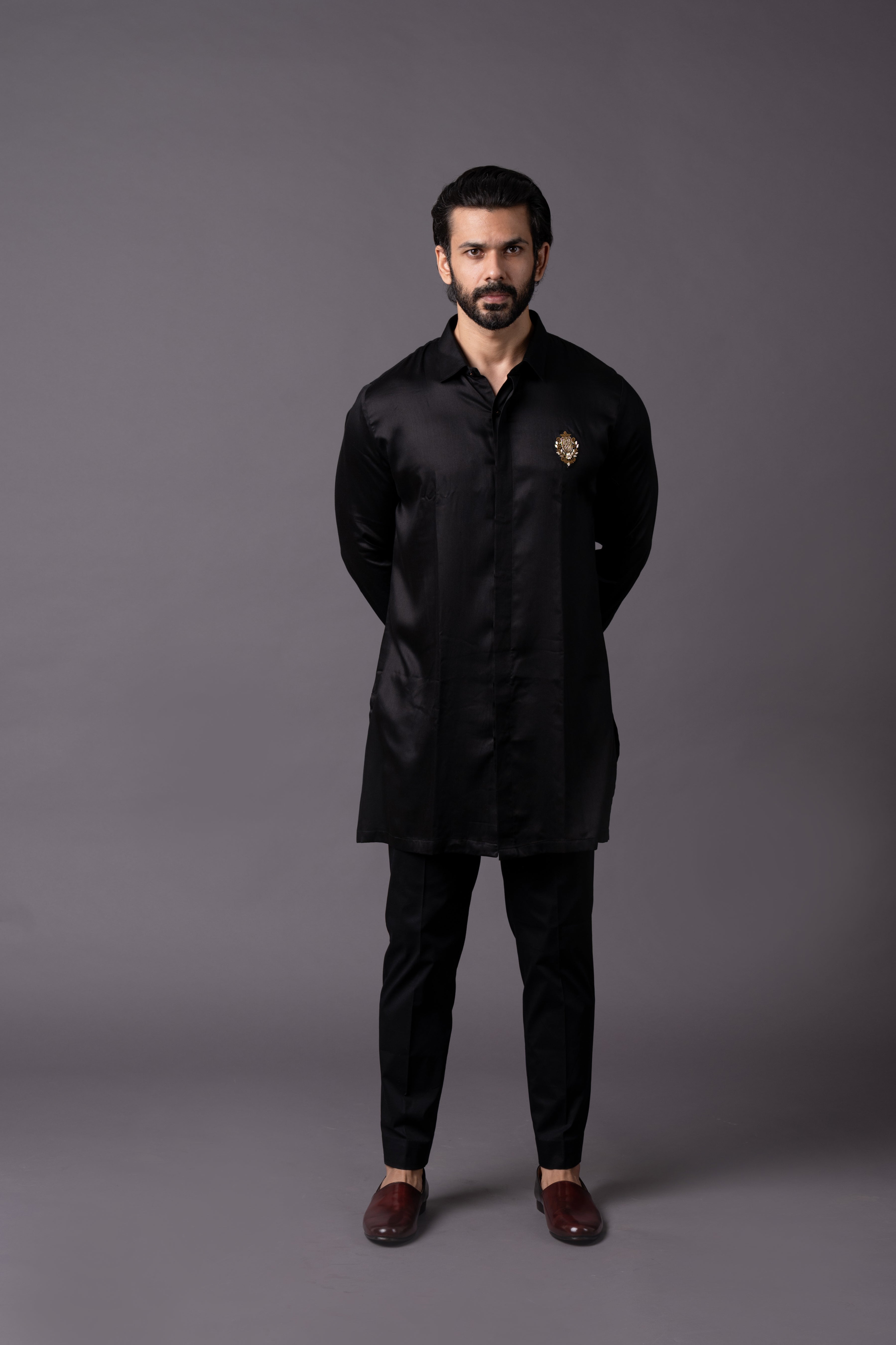 Black Shine Embellished Shirt Kurta