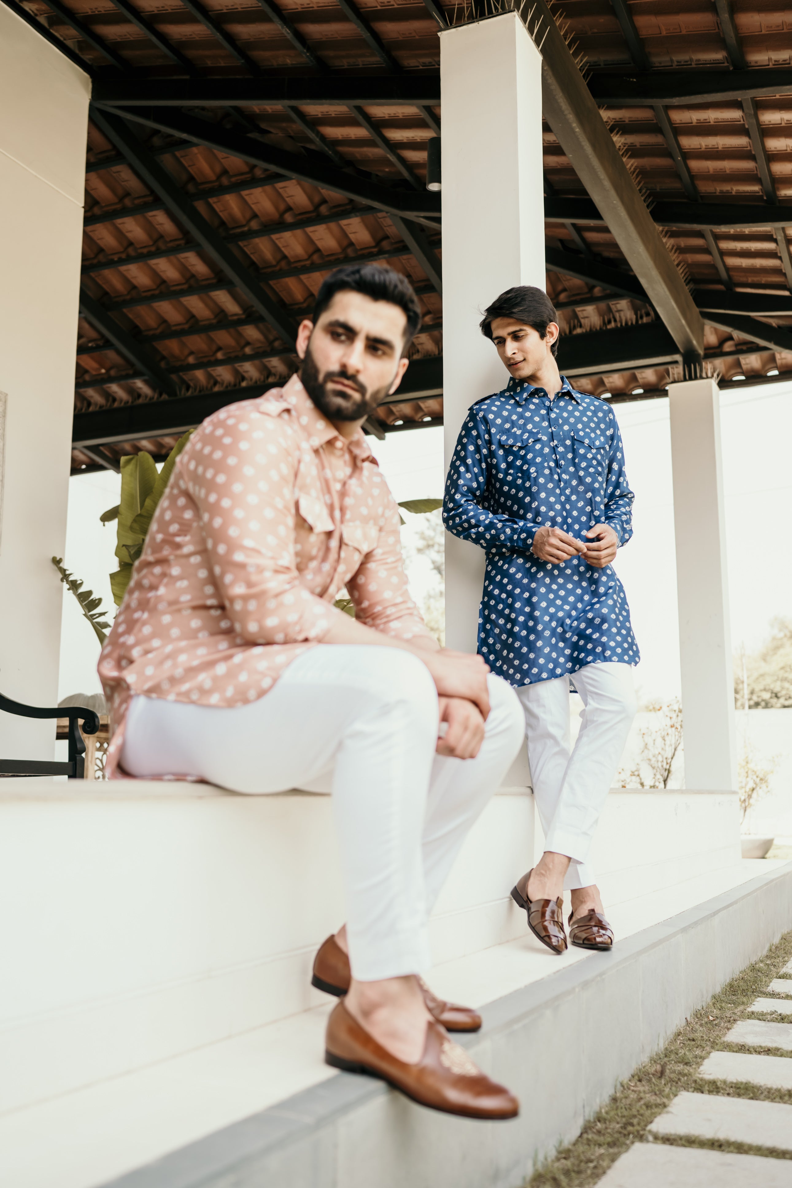 Peach Chanderi Pathani