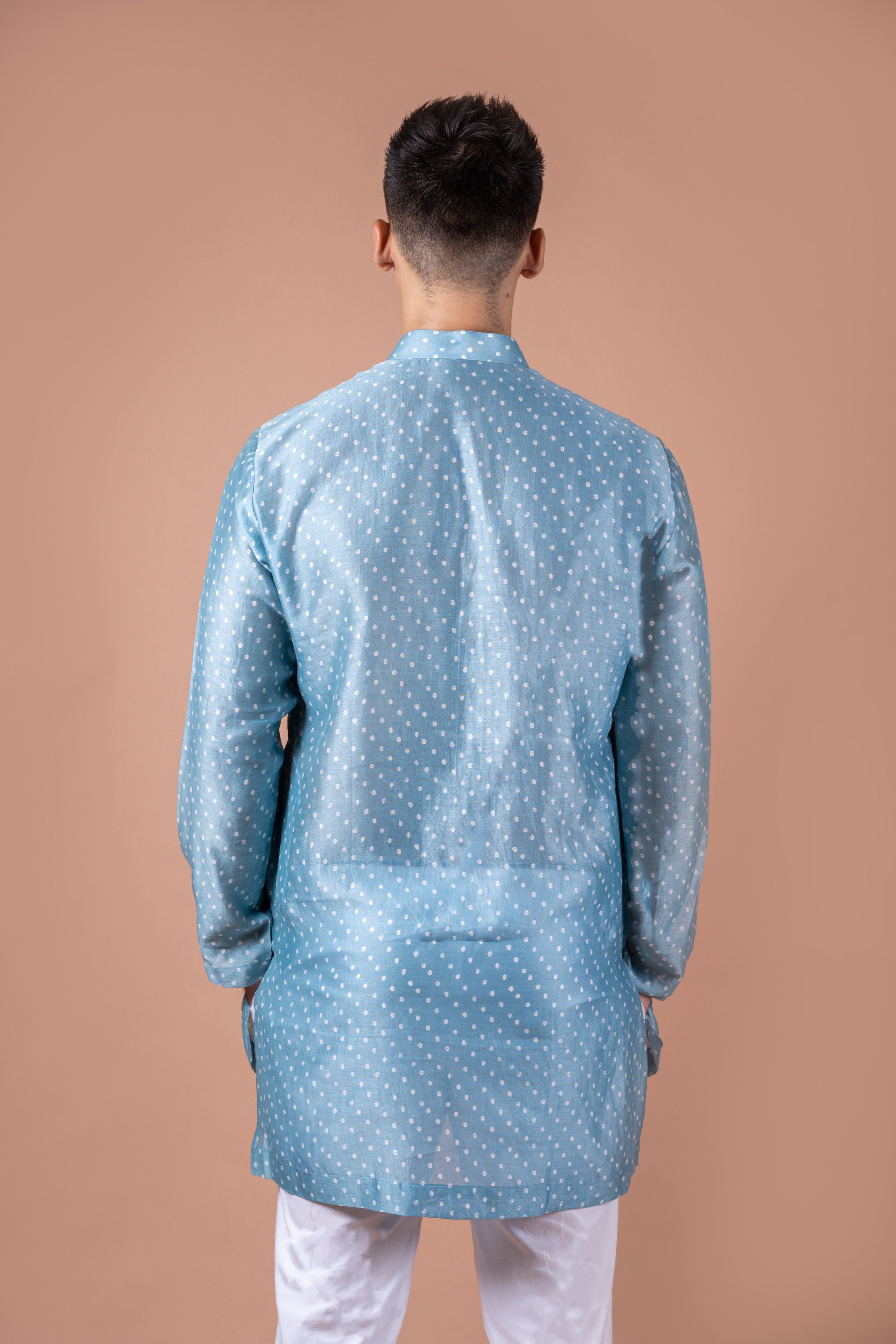 Sky Blue Bandhani Chanderi Kurta