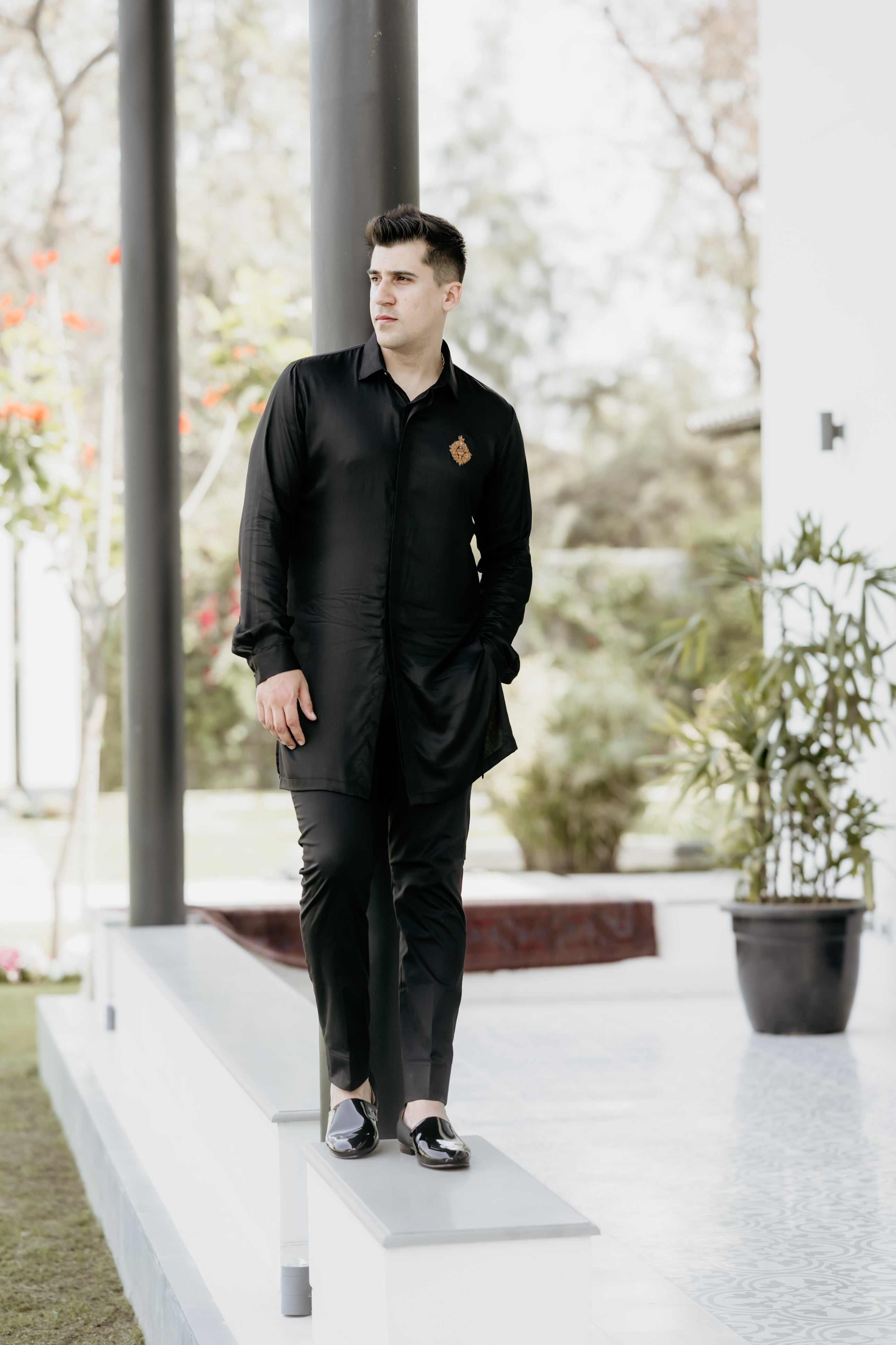 Black Shine Embellished Shirt Kurta