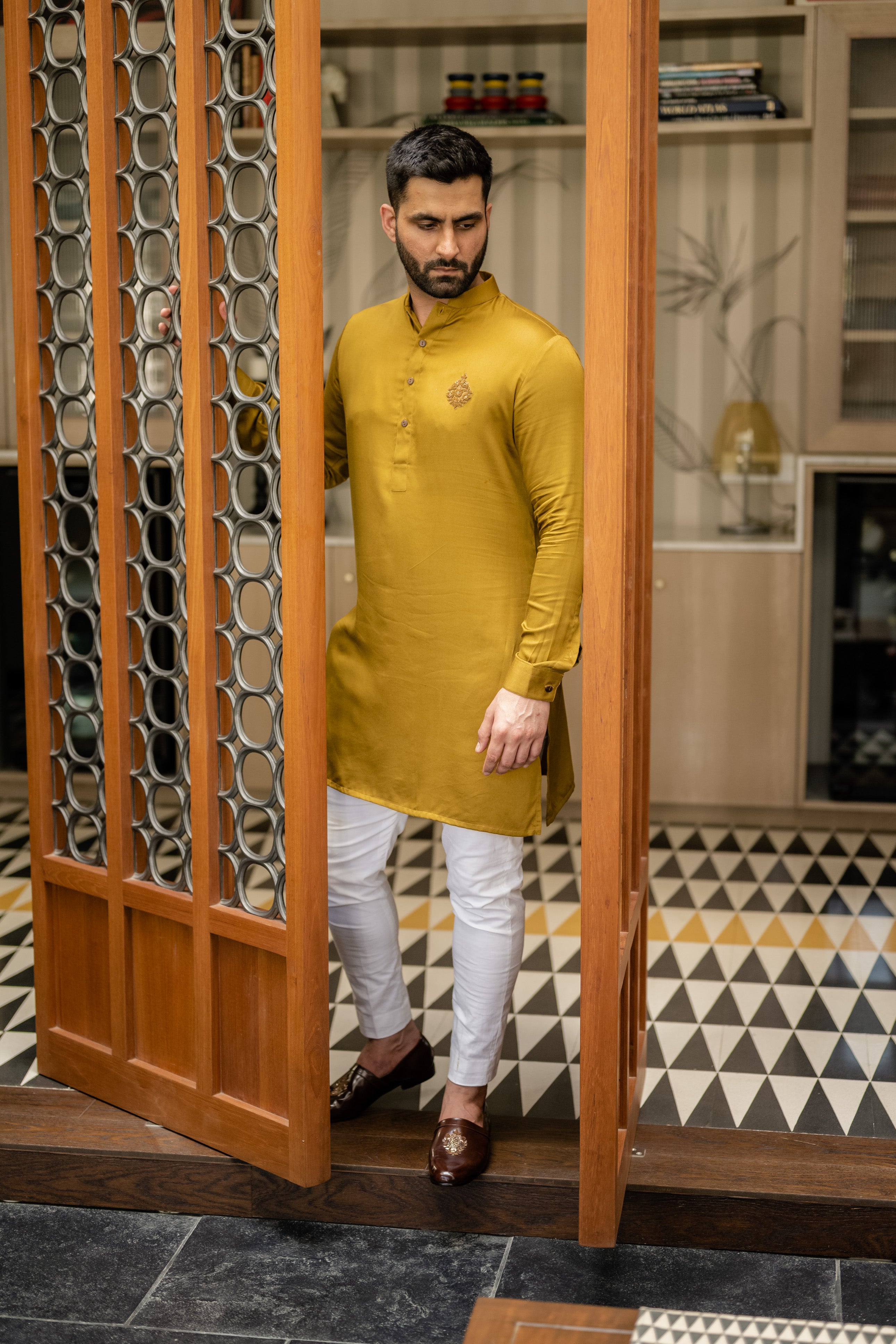 Mustard Shine Embellished Kurta