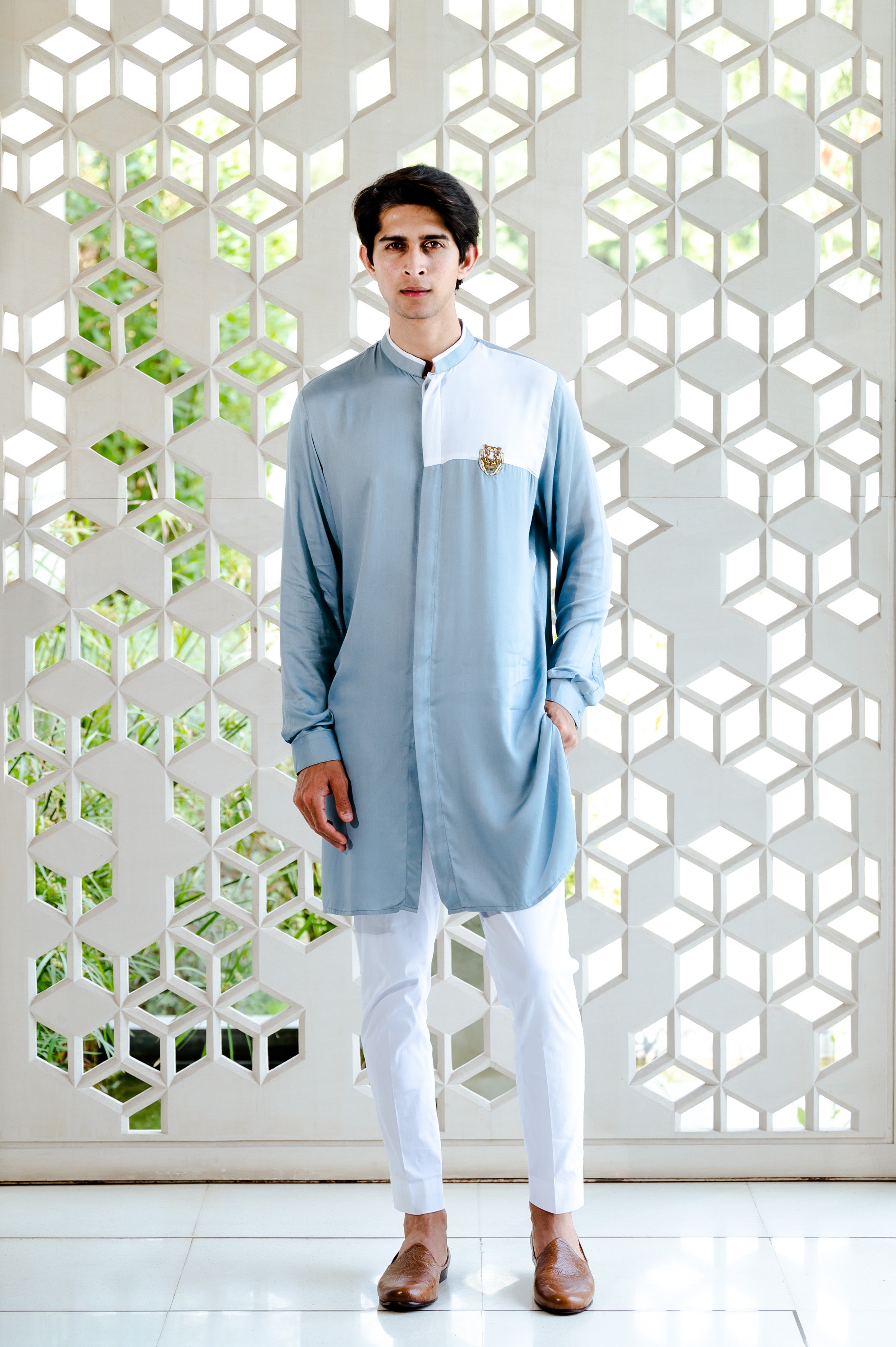 Tiger embellished shirt kurta