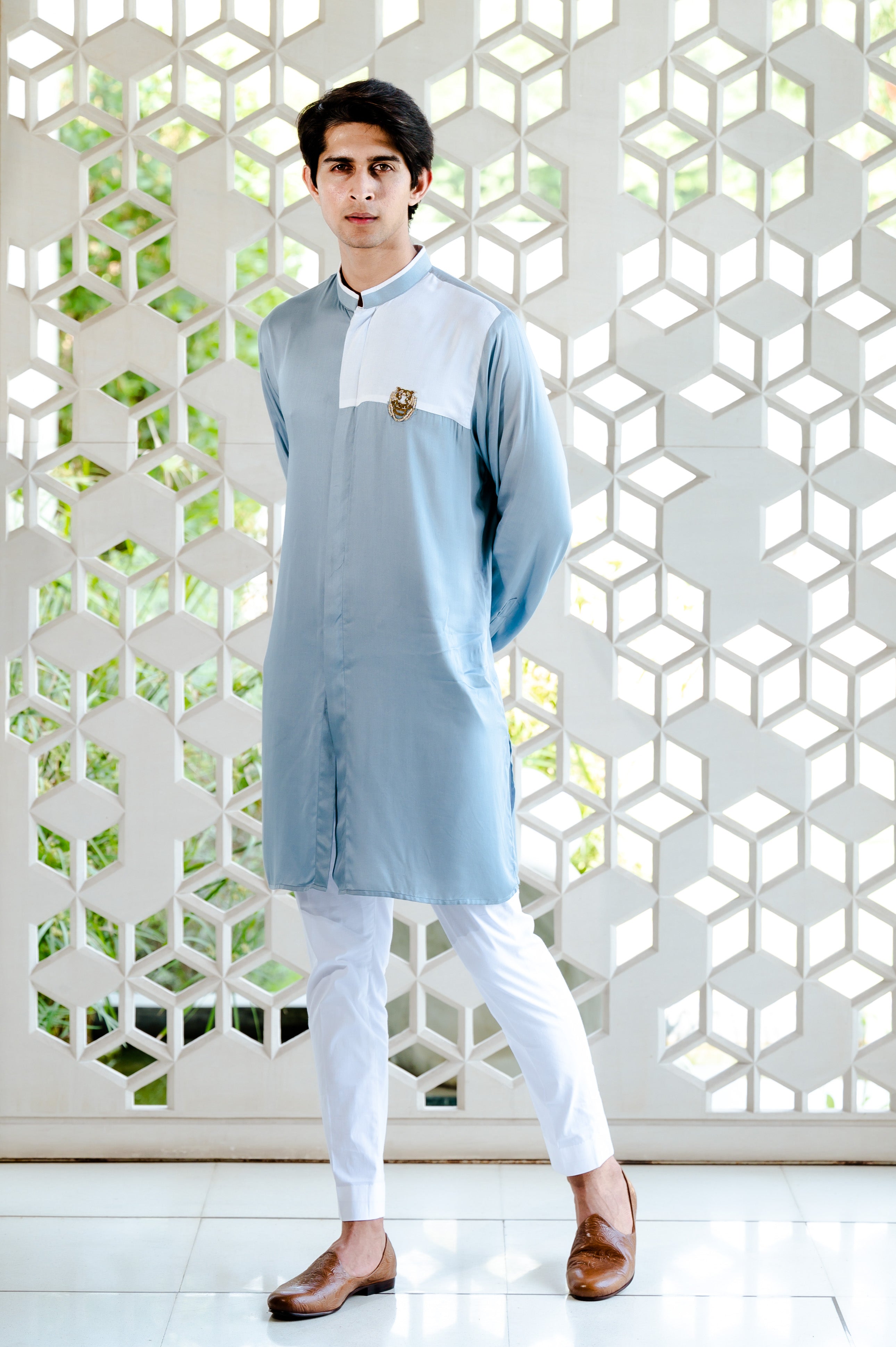 Tiger embellished shirt kurta
