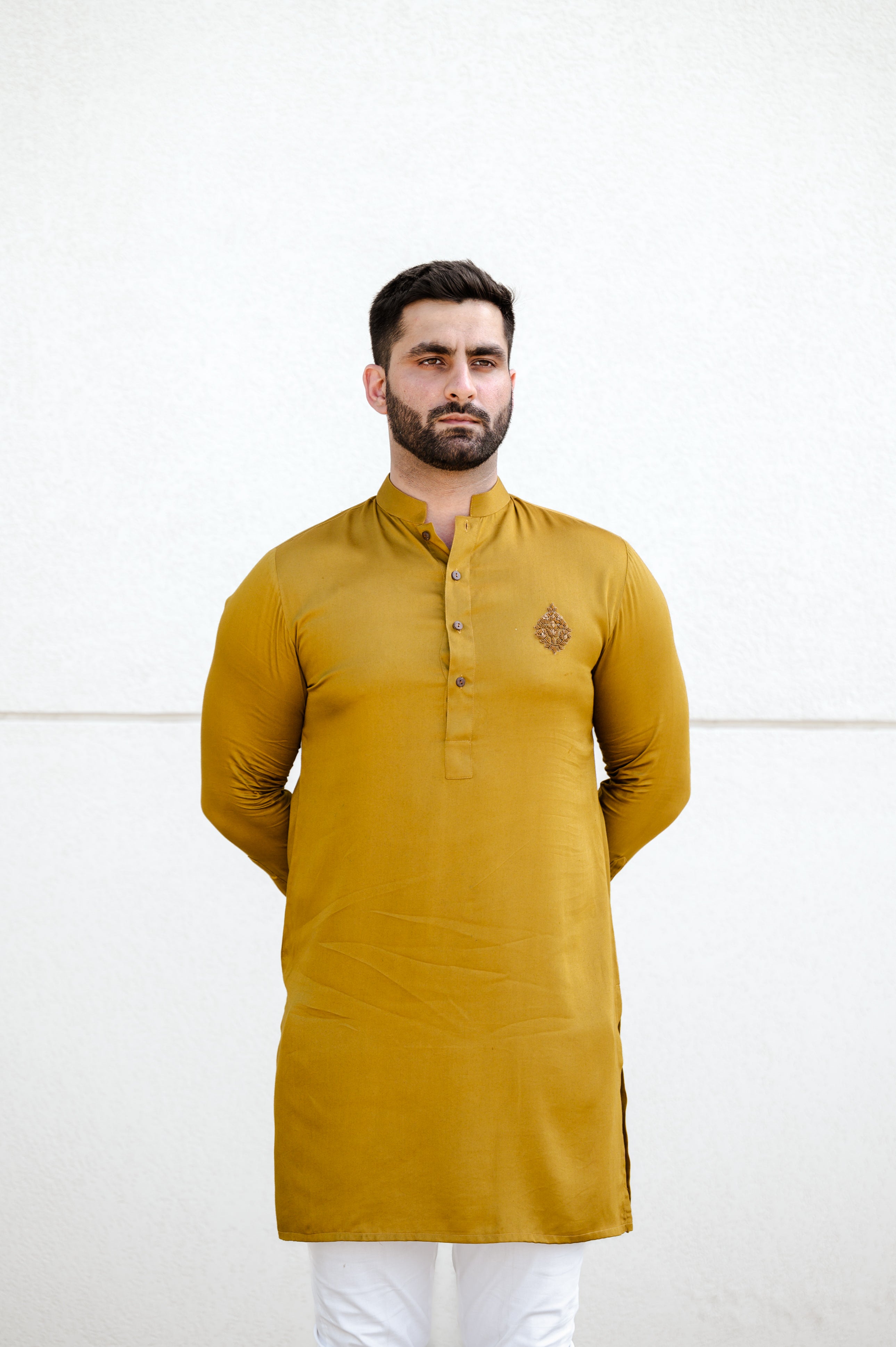 Mustard Shine Embellished Kurta