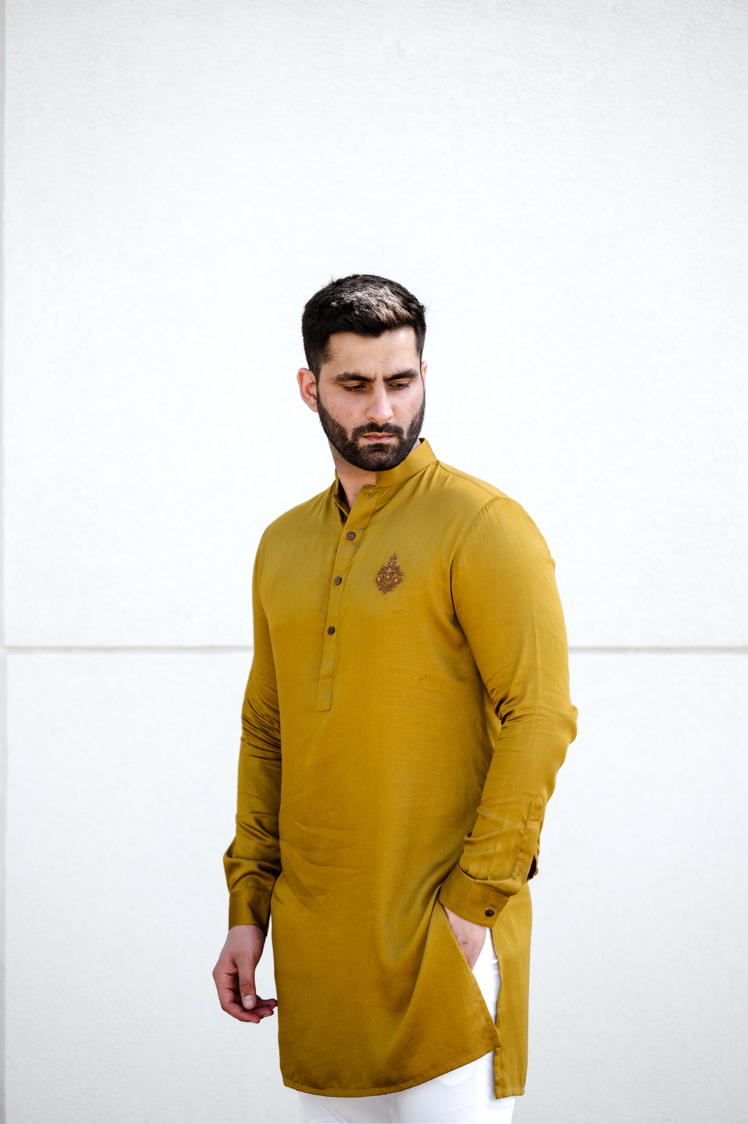 Mustard Shine Embellished Kurta