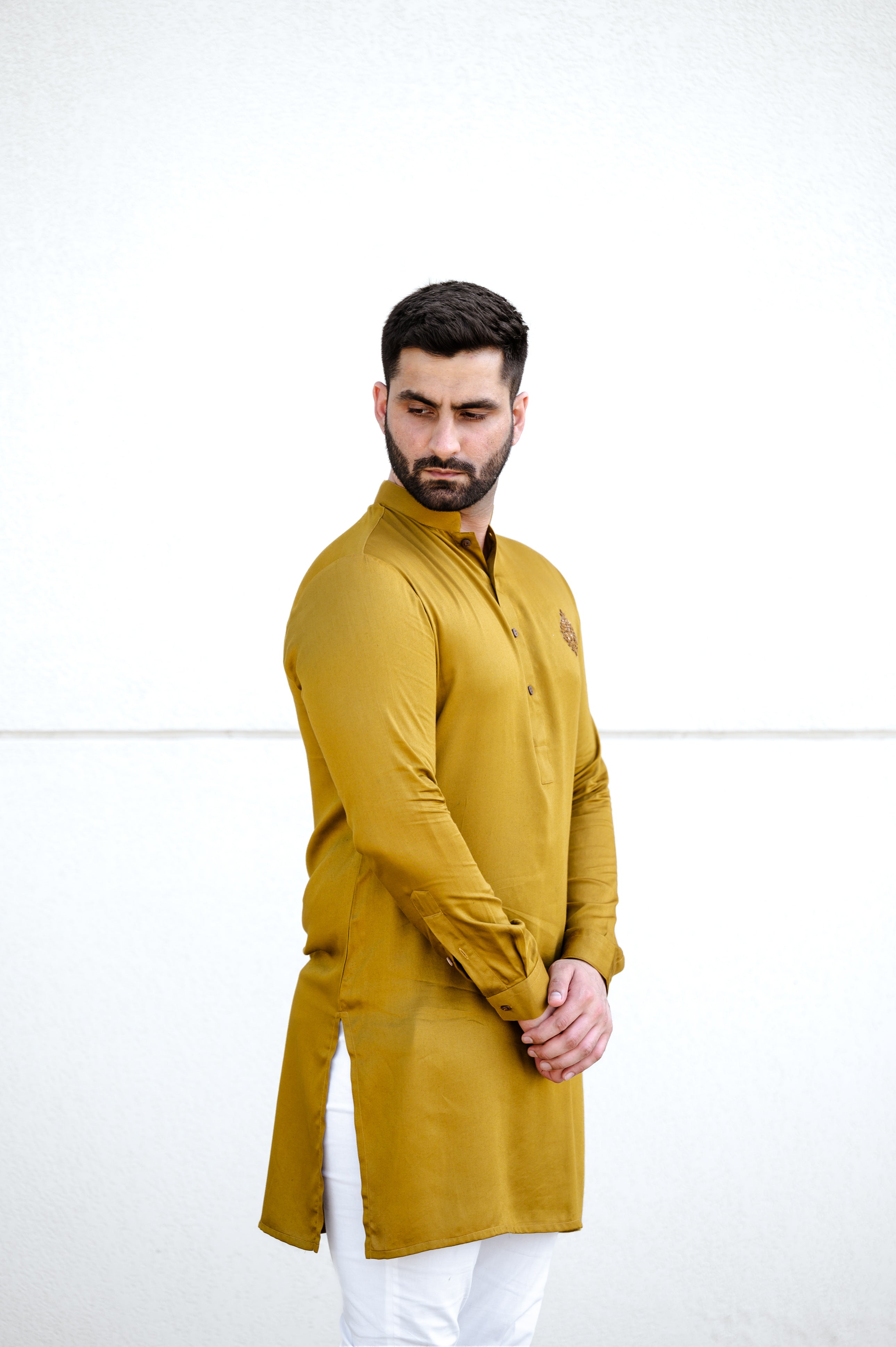 Mustard Shine Embellished Kurta