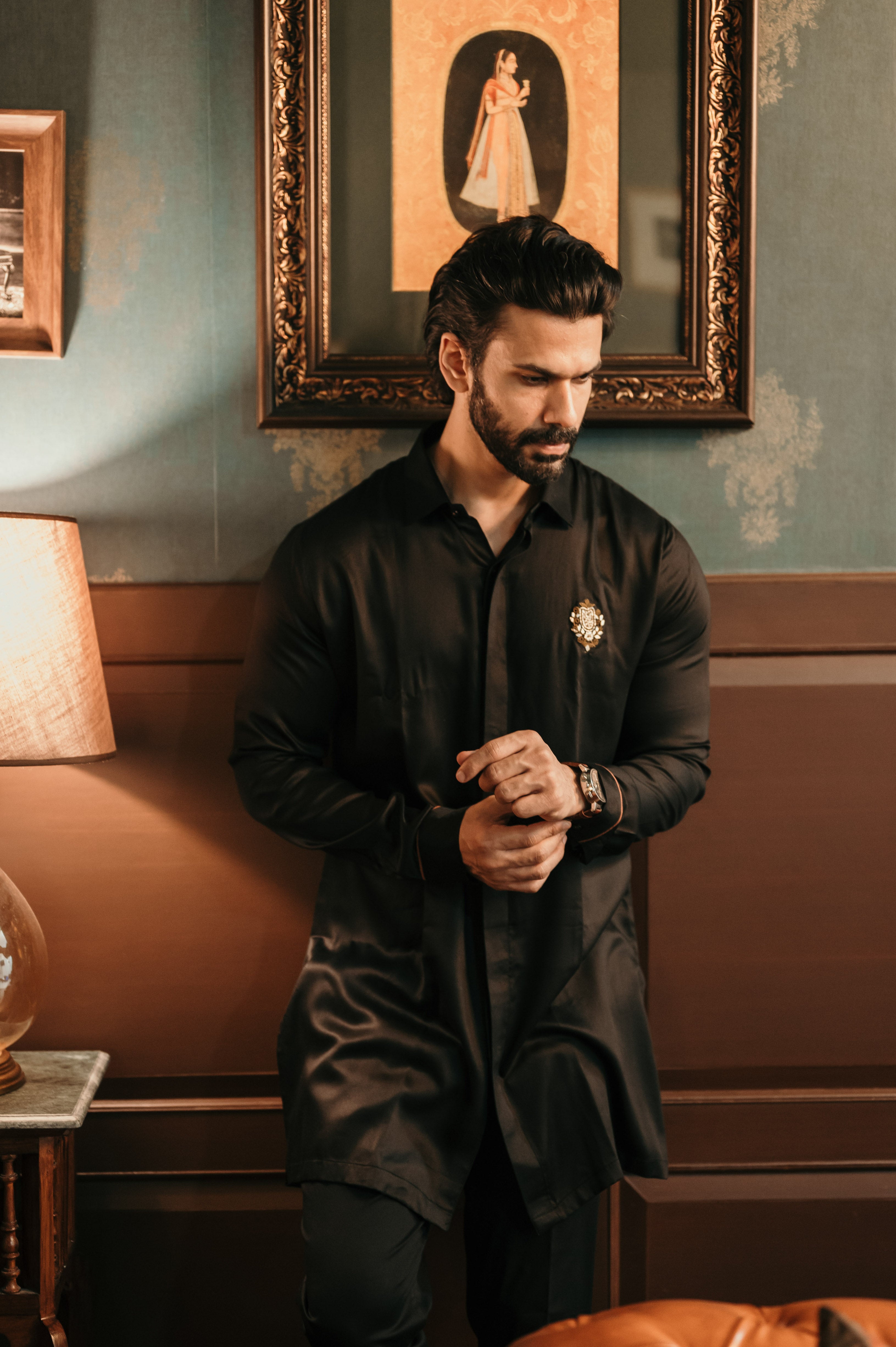 Black Shine Embellished Shirt Kurta