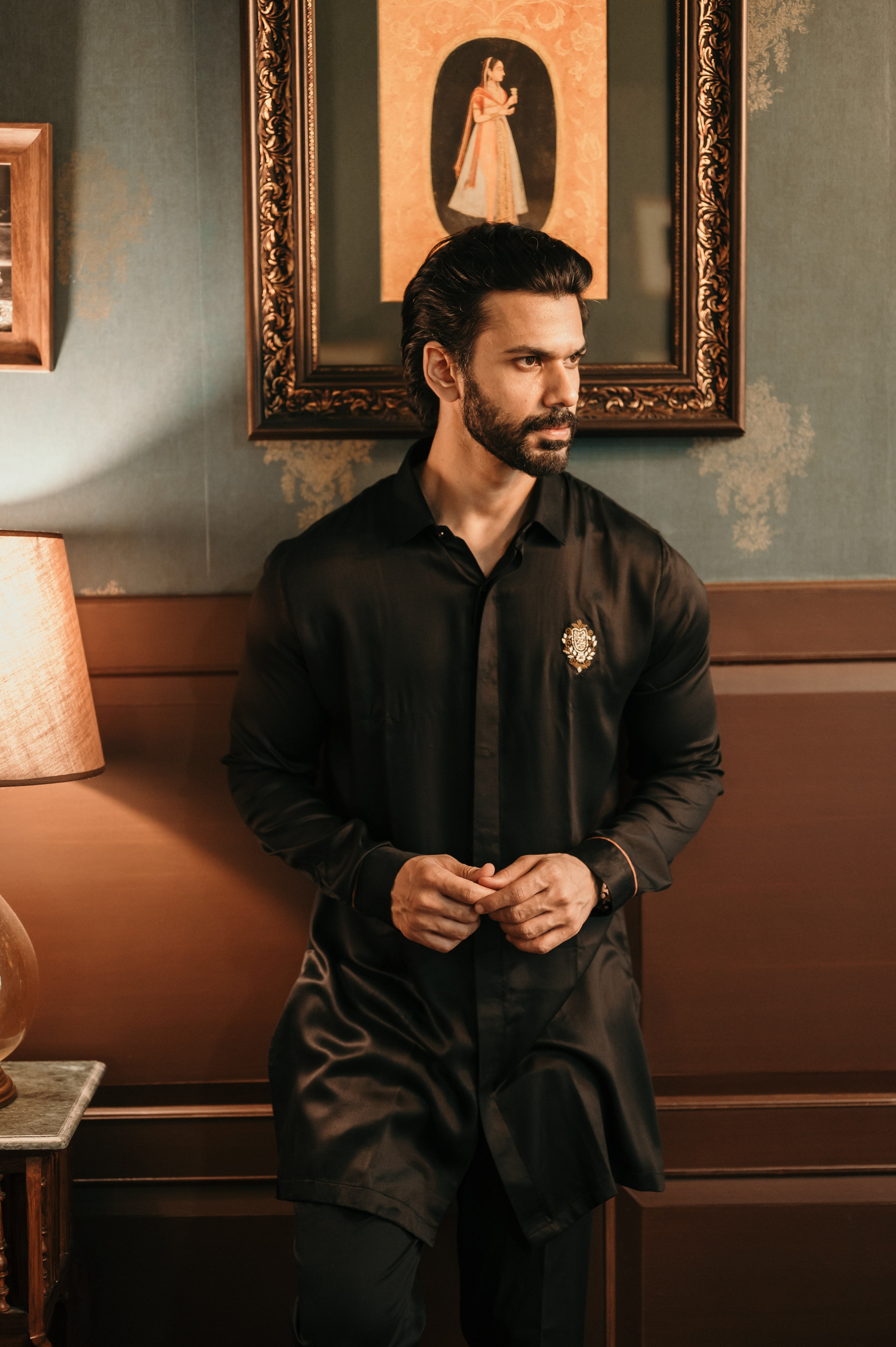 Black Shine Embellished Shirt Kurta