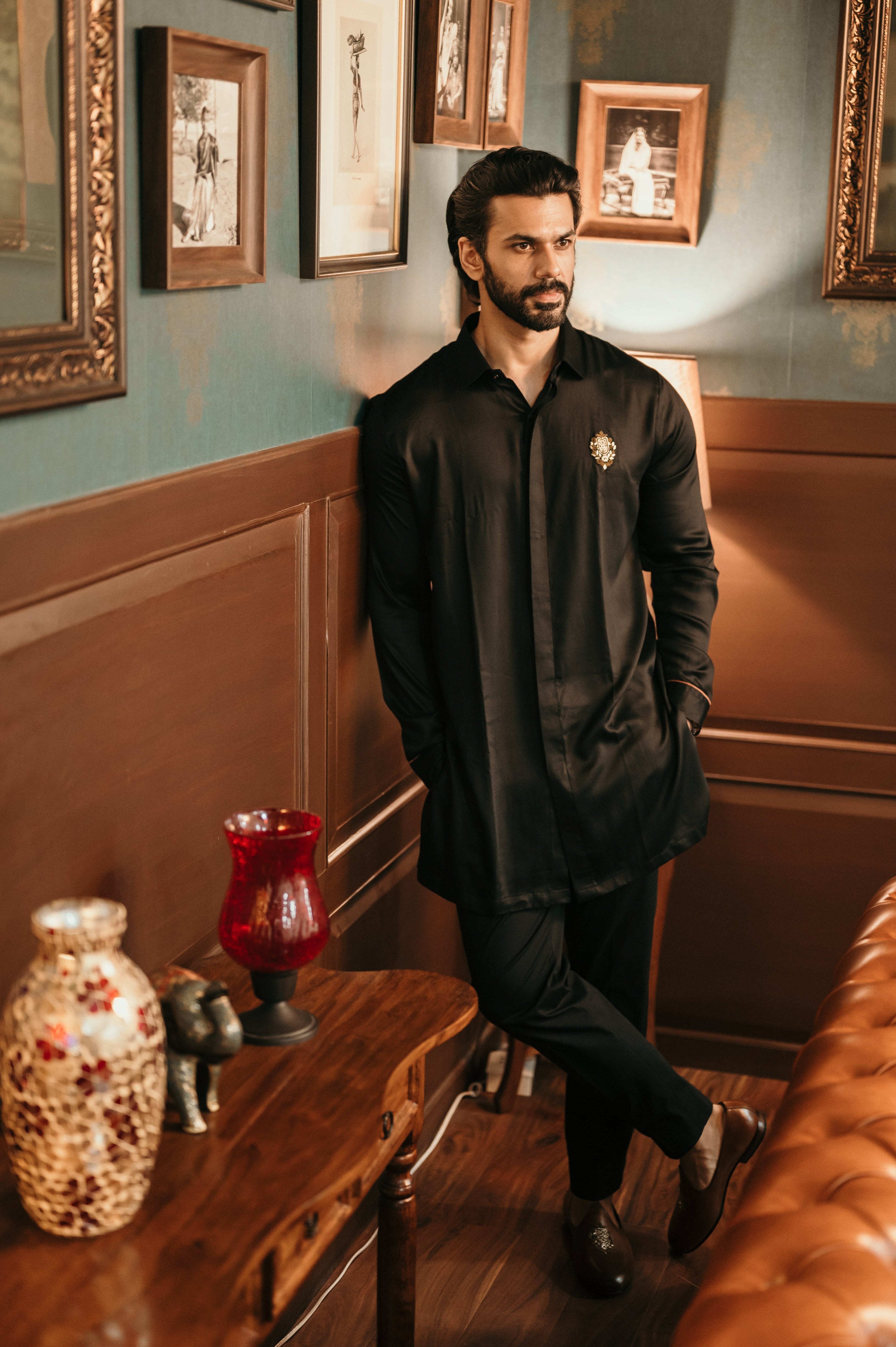 Black Shine Embellished Shirt Kurta