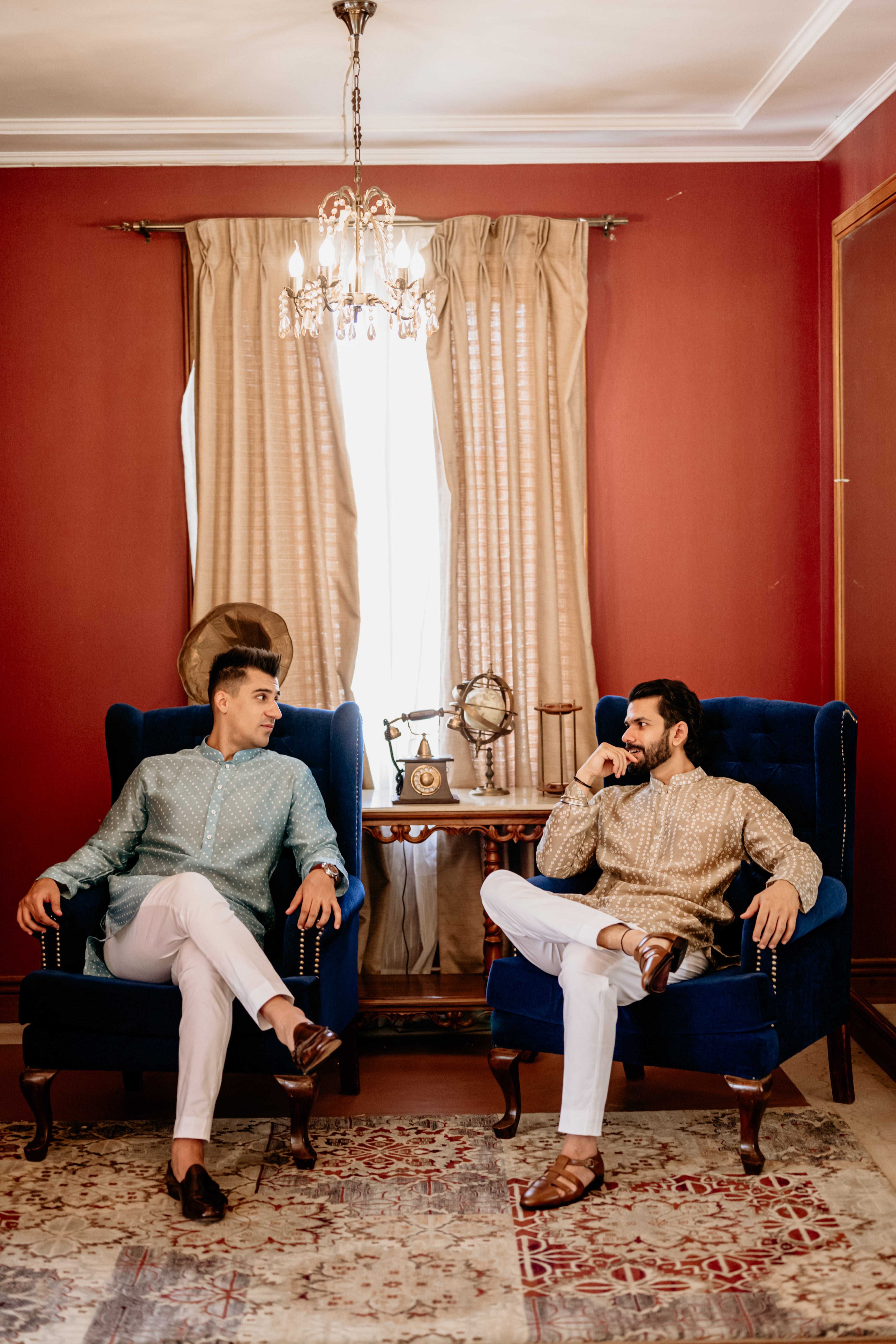 Sky Blue Bandhani Chanderi Kurta