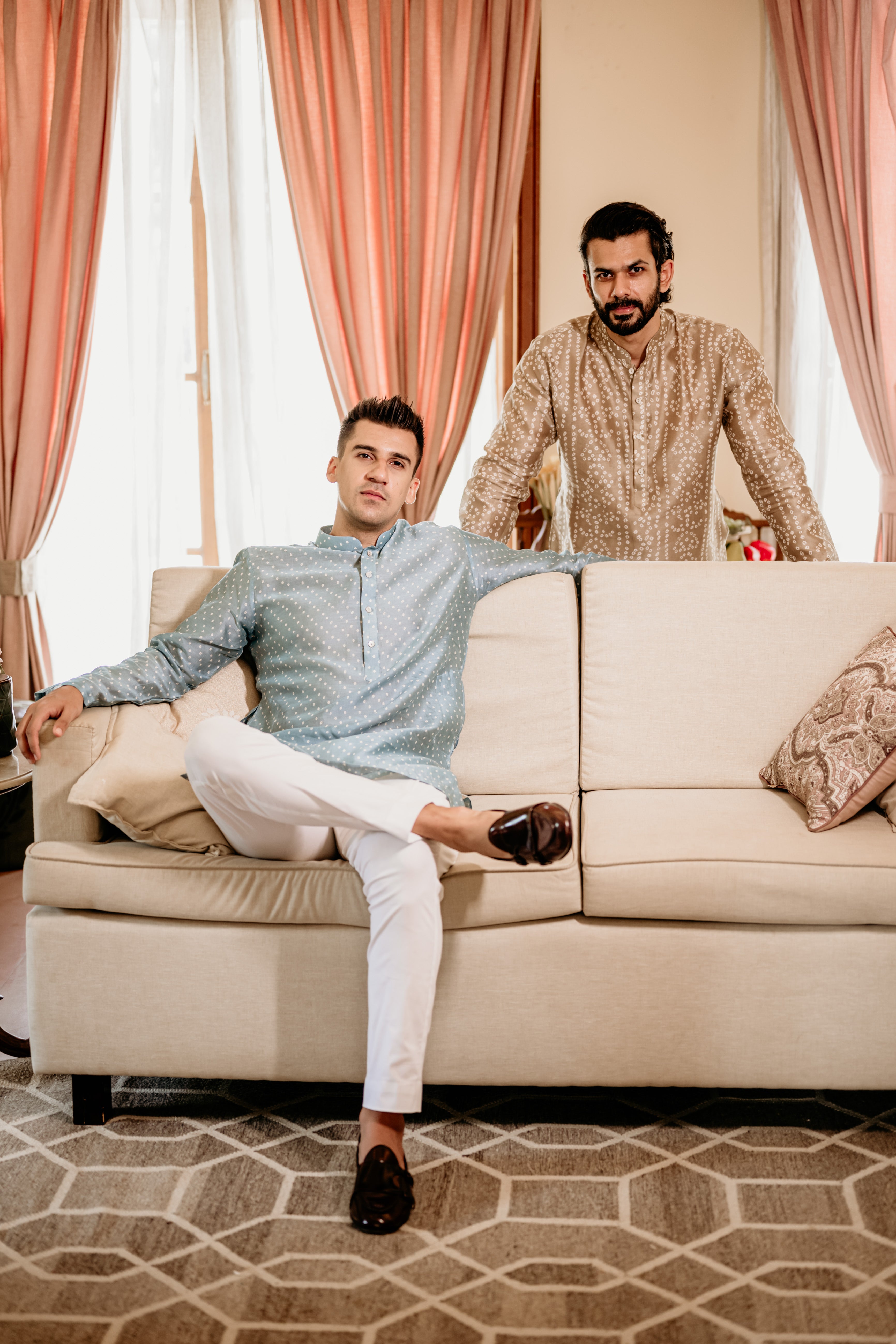 Sky Blue Bandhani Chanderi Kurta