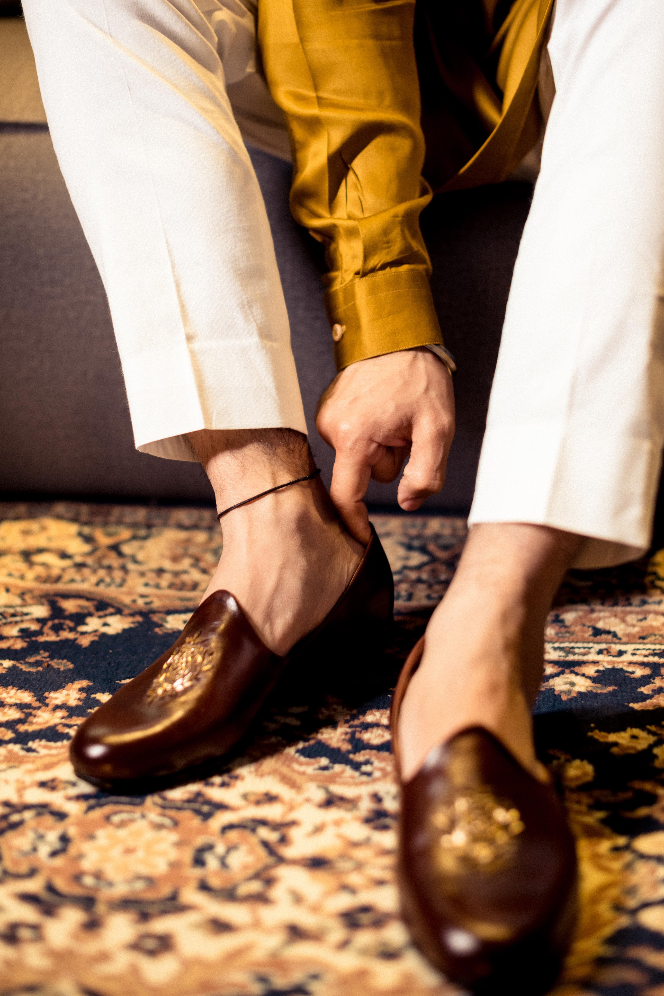 Mustard Shine Embellished Kurta