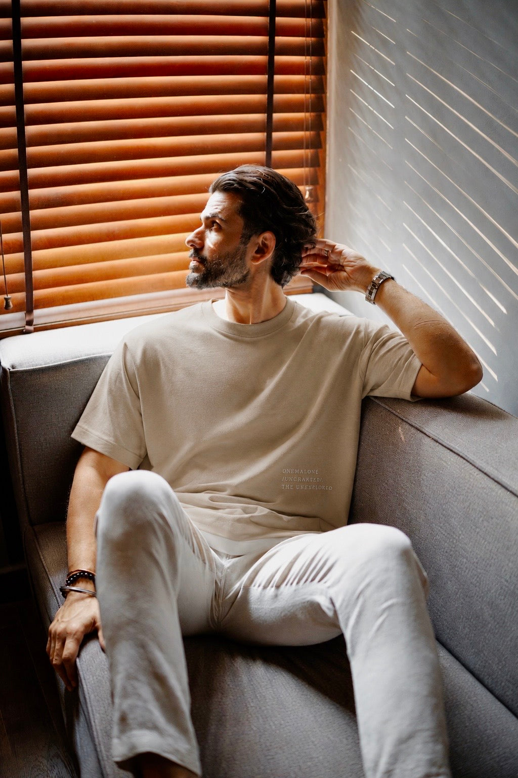 Drop Shoulder Light Beige T-shirt