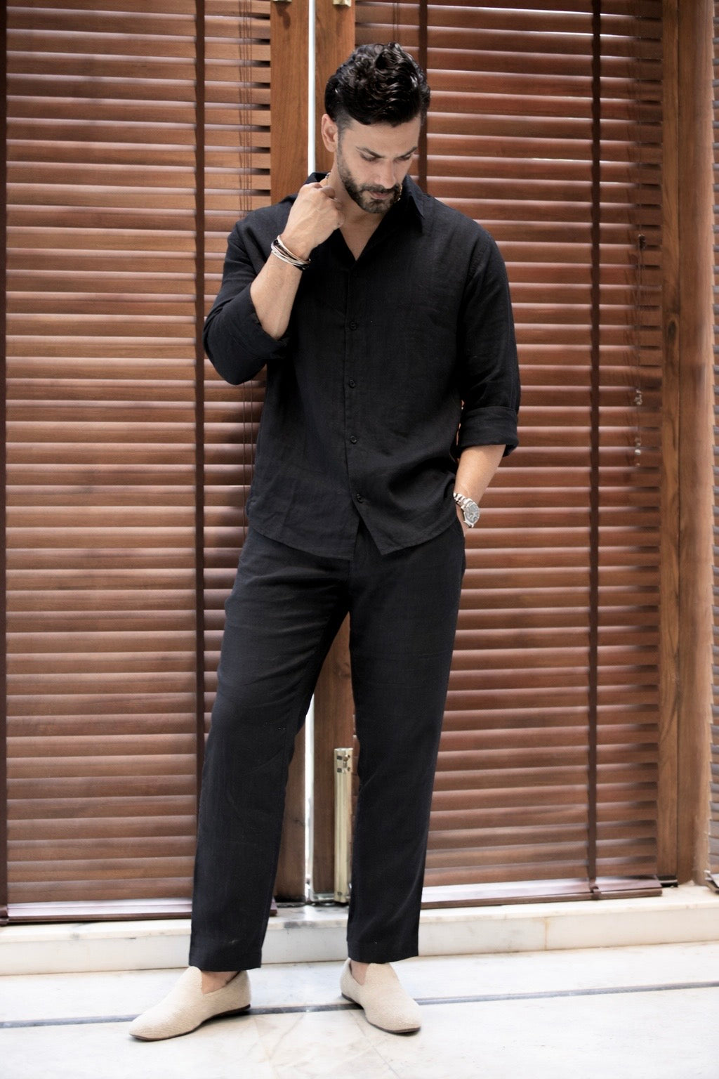 Linen Coord Set - Black