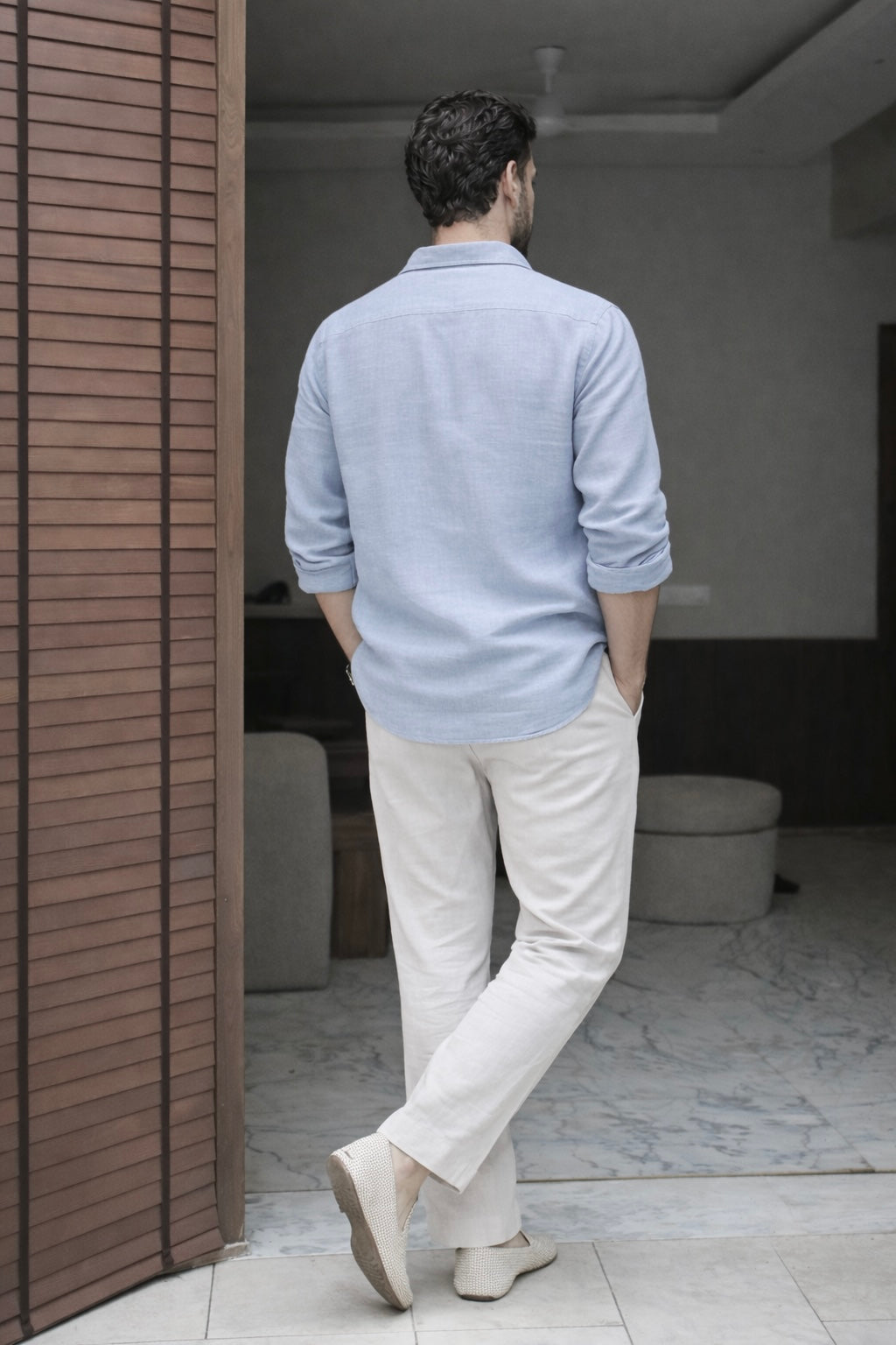 Powder Blue Linen Shirt