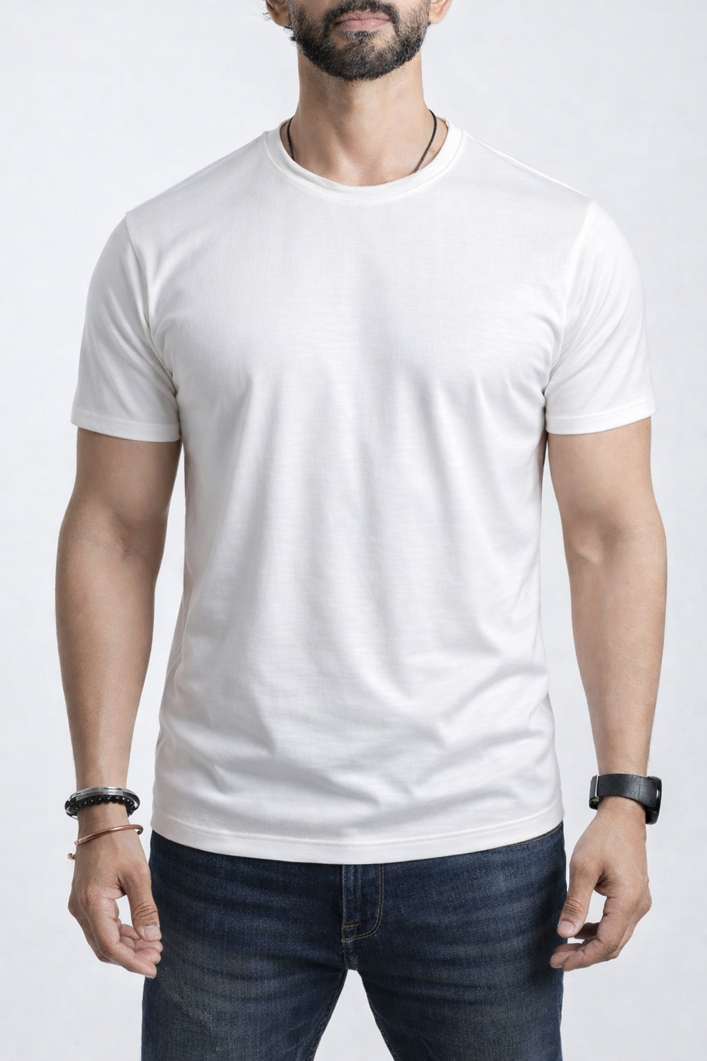 SLUB CREW NECK T-Shirt - White