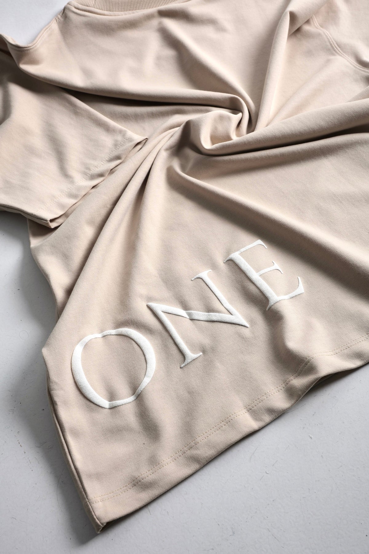 Drop Shoulder Beige T-shirt
