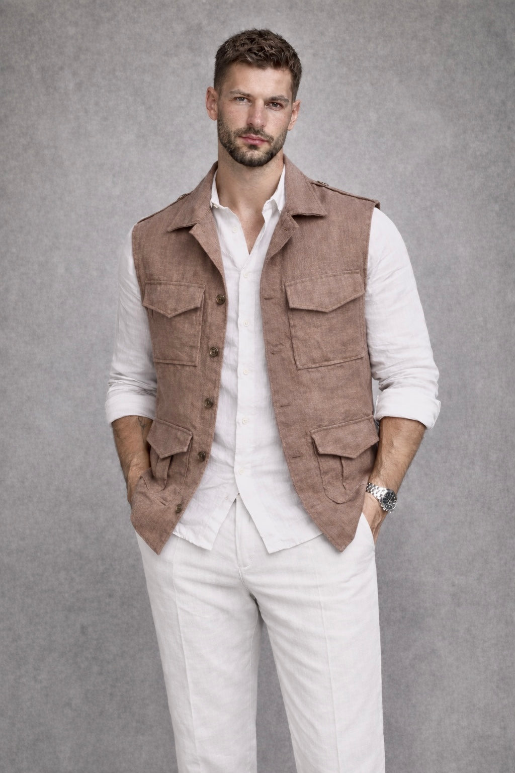 Sleeveless Linen Shacket - Sultan