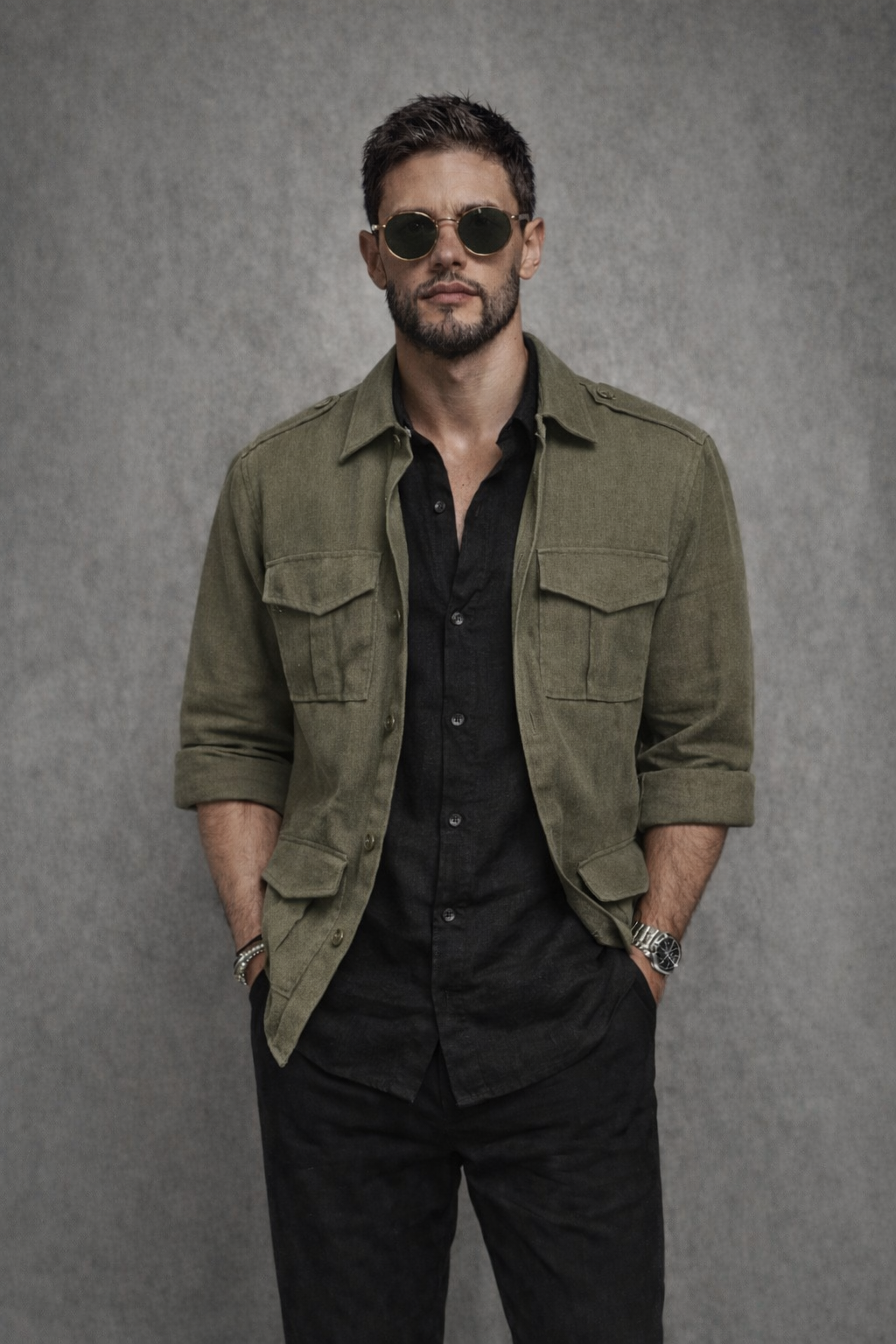 Linen Shacket - Green