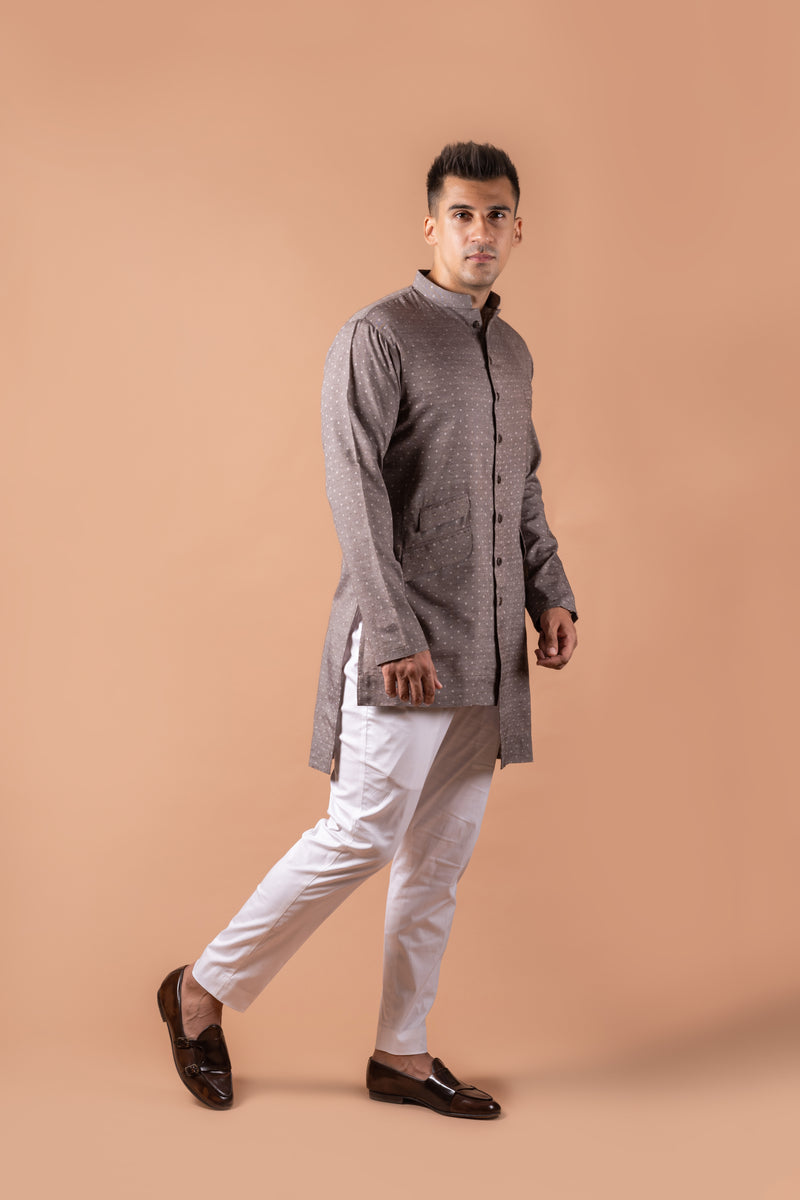 Chocolate Mauve Asymmetric Kurta