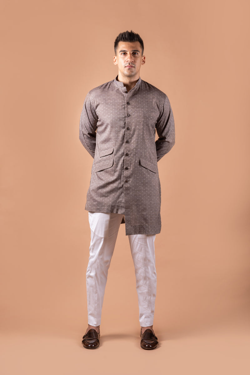 Chocolate Mauve Asymmetric Kurta
