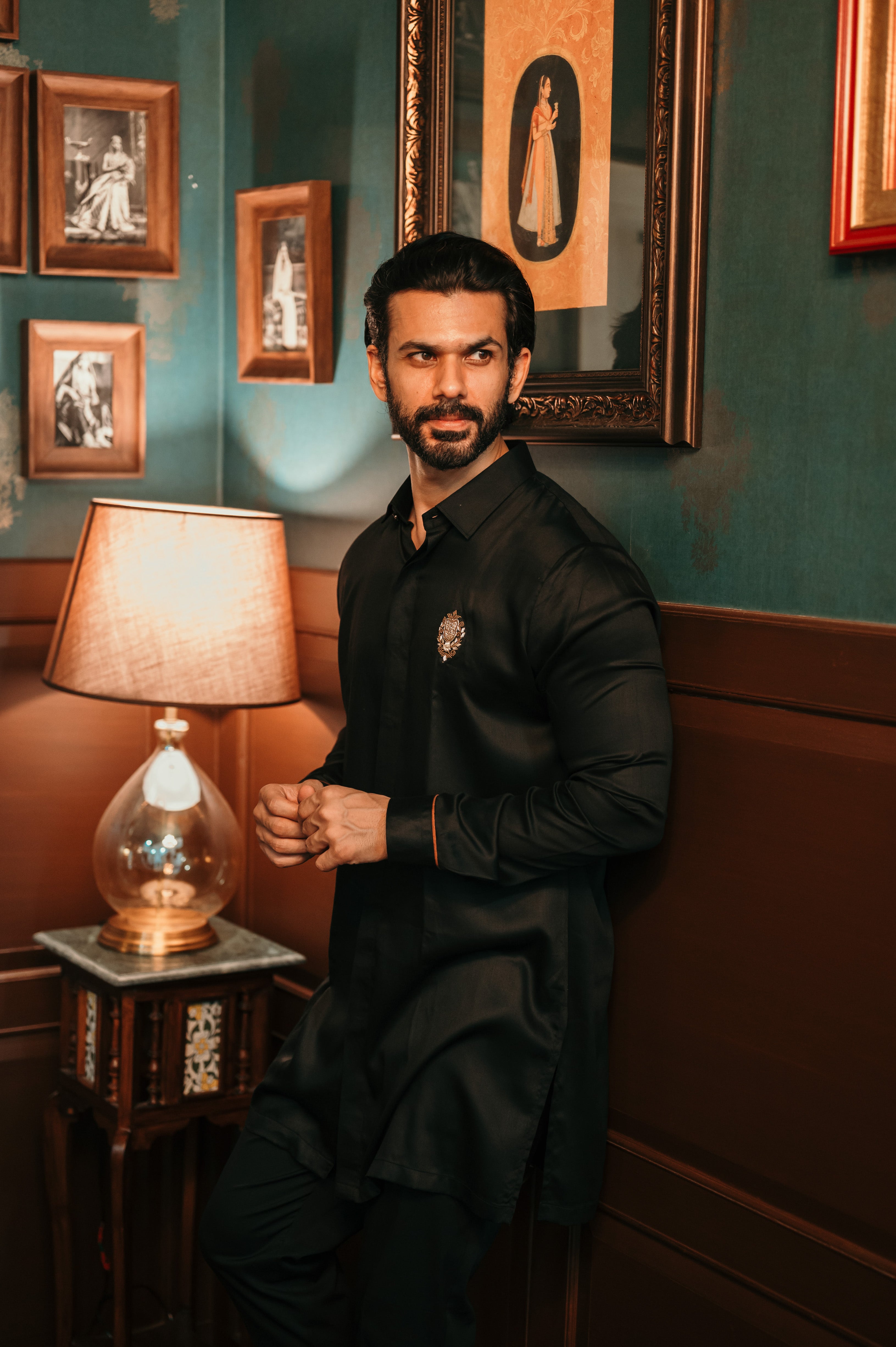 Black Shine Embellished Shirt Kurta