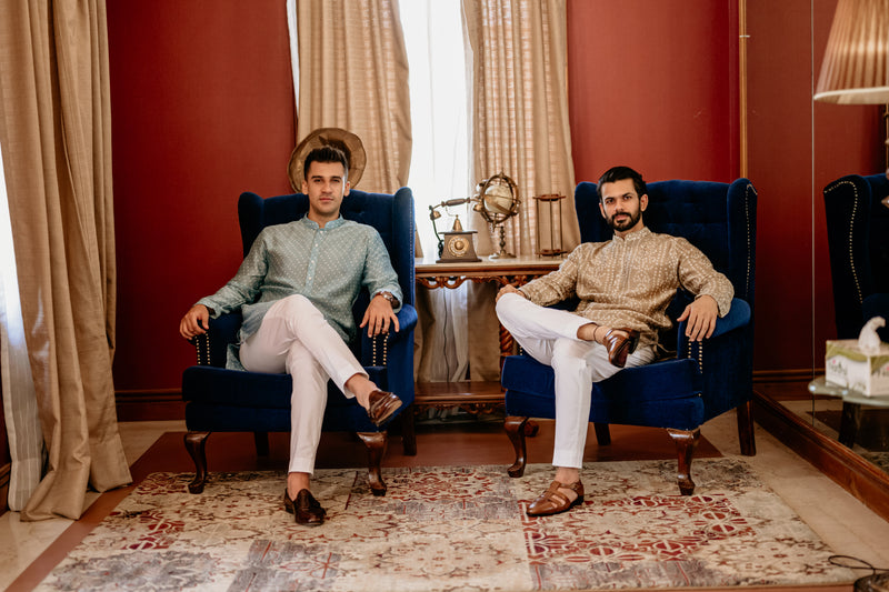 Sky Blue Bandhani Chanderi Kurta