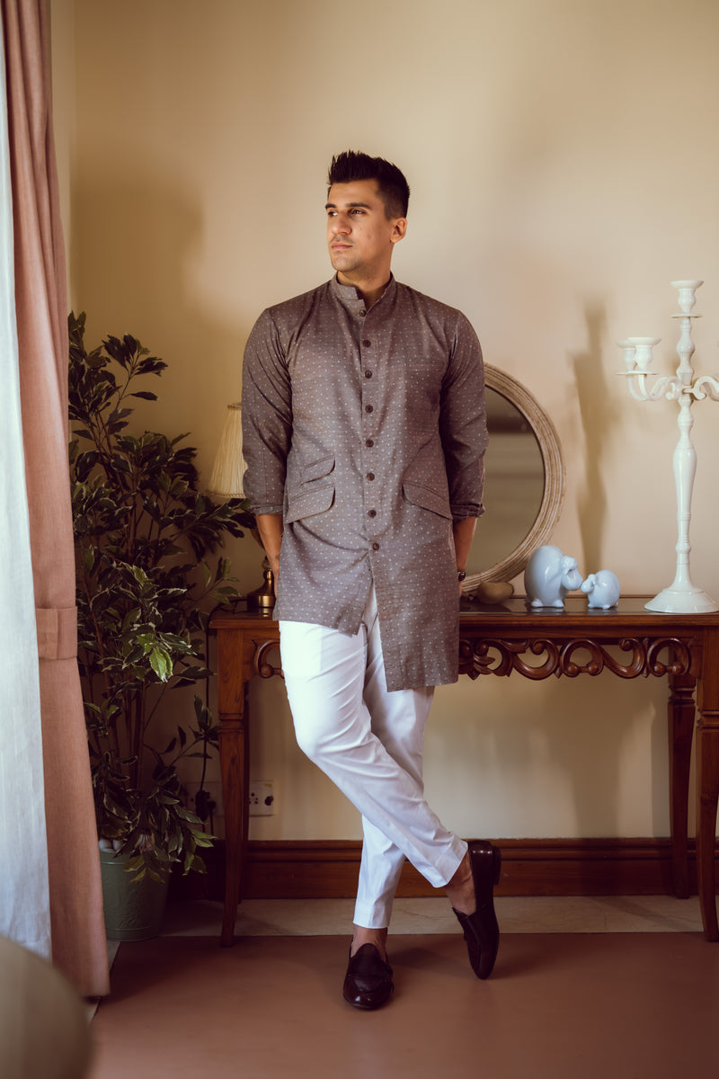 Chocolate Mauve Asymmetric Kurta