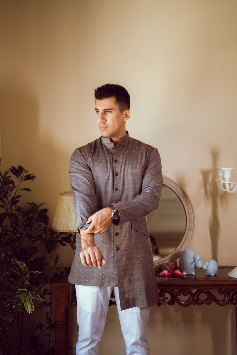 Chocolate Mauve Asymmetric Kurta